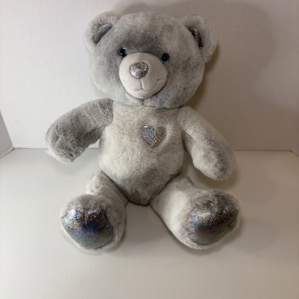 Build A Bear 25th Celebration Collection Silver BAB Jointed Legs Blue Eyes 16"